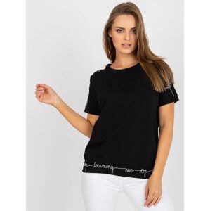 ČERNÉ TRIČKO S NÁPISY "NEVER STOP DREAMING" NA LEMECH RV-BZ-7647.62P-BLACK Velikost: S/M