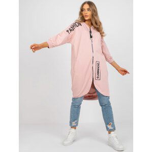 SVĚTLE RŮŽOVÝ DÁMSKÝ KARDIGAN SE ZAPÍNÁNÍM NA ZIP RV-BL-7599.78P-LIGHT PINK Velikost: S/M