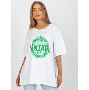 BÍLÉ DÁMSKÉ OVERSIZE TRIČKO S ZELENÝM POTISKEM DHJ-TS-6862.24X-WHITE-GREEN Velikost: ONE SIZE