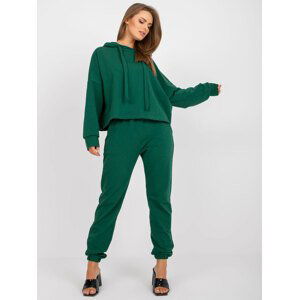 ZELENÁ VOLNÁ BASIC TEPLÁKOVKA S KAPUCÍ -RV-KMPL-7826.82P-DARK GREEN Velikost: L/XL