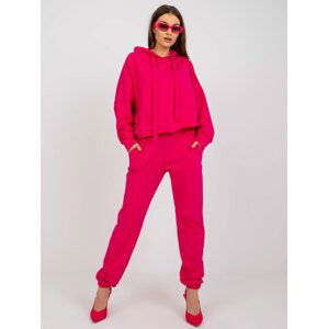 FUCHSIOVÁ VOLNÁ BASIC TEPLÁKOVKA S KAPUCÍ -RV-KMPL-7826.82P-FUCHSIA PINK Velikost: L/XL