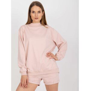 SVĚTLE RŮŽOVÁ OVERSIZE MIKINA S ROLÁKEM -AP-BL-A-R001-LIGHT PINK Velikost: L/XL