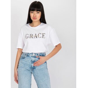 BÍLÉ DÁMSKÉ TRIČKO S NÁPISEM GRACE HB-TS-3084.52-WHITE Velikost: S