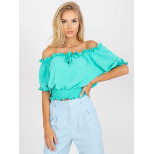 MINTOVÁ HALENKA SE SPADLÝMI RAMENY -LK-BZ-508576.05X-MINT Velikost: M/L