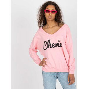 SVĚTLE RŮŽOVÁ MIKINA S VÝSTŘIHEM DO V "CHERIE" -FA-BL-7754.55P-LIGHT PINK Velikost: ONE SIZE