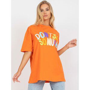 ORANŽOVÉ DÁMSKÉ OVERSIZE TRIČKO S NÁPISEM FA-TS-7733.91P-ORANGE Velikost: ONE SIZE