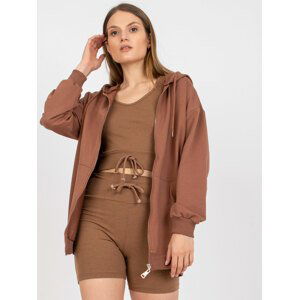 HNĚDÝ TŘÍDÍLNÝ SET TOPU, KRAŤASŮ A MIKINY -FA-KMPL-7742.56P-BROWN Velikost: S/M