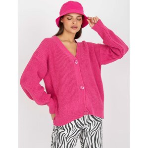 RŮŽOVÝ DÁMSKÝ SVETR NA KNOFLÍKY LC-SW-0249.24P-PINK Velikost: ONE SIZE