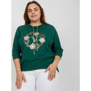 TMAVĚ ZELENÁ HALENKA S POTISKEM -RV-BZ-7587.27P-DARK GREEN Velikost: ONE SIZE