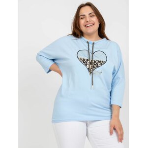 SVĚTLE MODRÁ HALENKA S POTISKEM SRDCE RV-BZ-7478.22P-LIGHT BLUE Velikost: ONE SIZE