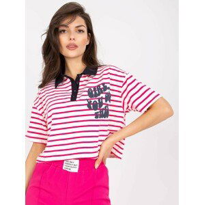 BÍLO-RŮŽOVÝ POLO CROP TOP "GIRL... YOU GOT THIS" FA-BZ-7785.91P Velikost: ONE SIZE