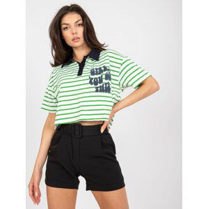 BÍLO-ZELENÝ POLO CROP TOP "GIRL... YOU GOT THIS" FA-BZ-7785.91P Velikost: ONE SIZE