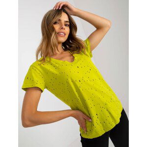 LIMETKOVÉ TRIČKO S DĚROVÁNÍM -FA-TS-6967.77P-LIME GREEN Velikost: ONE SIZE