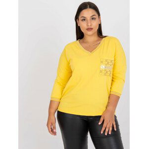 ŽLUTÉ DÁMSKÉ TRIČKO S NÁPRSNÍ KAPSOU RV-BZ-7769.68-YELLOW Velikost: ONE SIZE