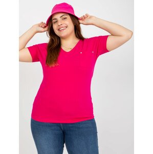 FUCHSIOVÉ TRIČKO S KAPSIČKOU A VÝSTŘIHEM DO V RV-TS-7910.25P-FUCHSIA PINK Velikost: ONE SIZE