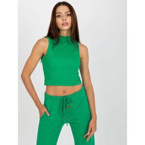 ZELENÝ ŽEBROVANÝ CROP TOP AP-TP-110.79-GREEN Velikost: S