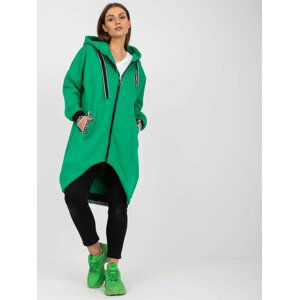 ZELENÁ DLOUHÁ MIKINA NA ZIP RV-BL-6832.10-GREEN Velikost: L/XL