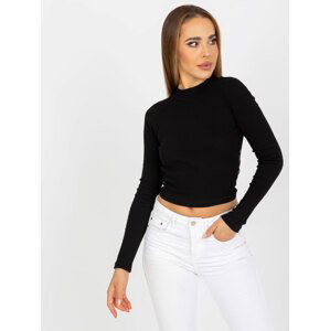 ČERNÝ CROP TOP S HOLÝMI ZÁDY -RV-BZ-7987.49-BLACK Velikost: M