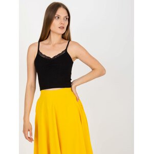 ČERNÝ CROP TOP S KRAJKOU RV-TP-7988.09-BLACK Velikost: S