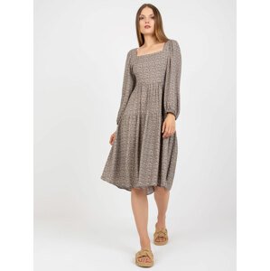 BÉŽOVÉ VZOROVANÉ MIDI ŠATY NICOLE CHA-SK-5803.29-BEIGE Velikost: S/M