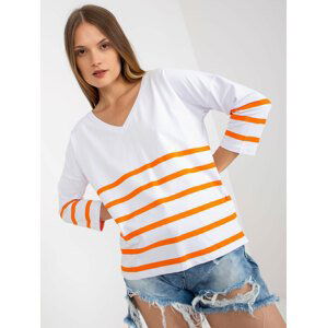 BÍLO-ORANŽOVÁ PRUHOVANÁ HALENKA -RV-BZ-8008.63-WHITE Velikost: S/M