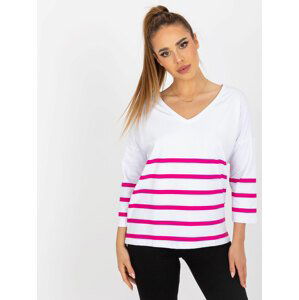 BÍLO-RŮŽOVÁ PRUHOVANÁ HALENKA RV-BZ-8008.63-WHITE-PINK Velikost: S/M