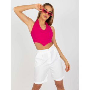 FUCHSIOVÝ ŽEBROVANÝ CROP TOP RV-TP-8012.18-FUCHSIA Velikost: S