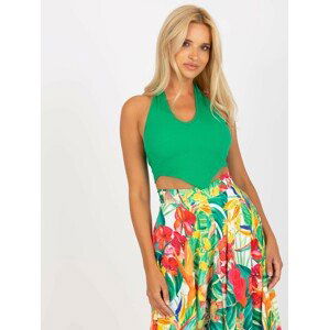 ZELENÝ CROP TOP S HOLÝMI ZÁDY -RV-TP-8012.18-GREEN Velikost: M