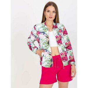 BÍLÝ LEHKÝ BOMBER S KVĚTINOVÝM VZOREM -RV-BL-0290.00P-WHITE Velikost: S/M