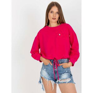 FUCHSIOVÁ MIKINA S VÁZÁNÍM V PASE RV-BL-8066.32P-FUCHSIA Velikost: L/XL