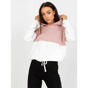 RŮŽOVO-BÍLÁ DÁMSKÁ MIKINA S KAPUCÍ RV-BL-8171.30-WHITE-PINK Velikost: S/M