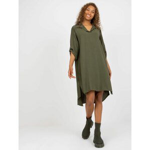 KHAKI ASYMETRICKÉ ŠATY -DHJ-SK-16328.33-KHAKI Velikost: ONE SIZE