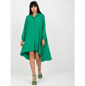 ZELENÉ KOŠILOVÉ MIDI ŠATY -DHJ-SK-15092.57P-GREEN Velikost: ONE SIZE