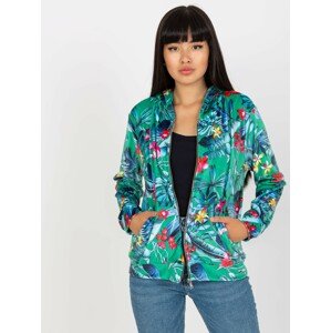 ZELENÁ BOMBER MIKINA S TROPICKÝM VZOREM RV-BL-8120.69P-GREEN Velikost: S/M