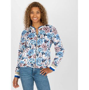 BÍLÁ KVĚTOVANÁ BOMBER MIKINA RV-BL-8115.85-WHITE -BLUE Velikost: L/XL