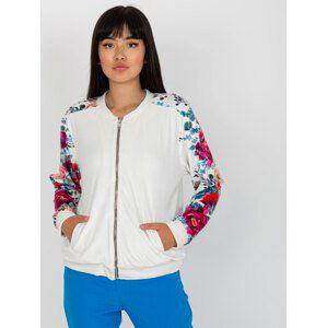 BÍLÁ BOMBER MIKINA S KVĚTINOVÝMI RUKÁVY RV-BL-8235.38-WHITE Velikost: S/M