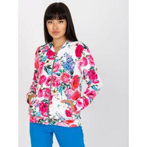 BÍLÁ BOMBER MIKINA S KVĚTINOVÝM VZOREM RV-BL-8116.86P-WHITE-PINK Velikost: S/M