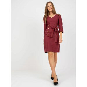 VÍNOVÉ KOKTEJLOVÉ ELEGANTNÍ ŠATY LK-SK-507838.93-BORDO Velikost: 36