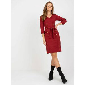 TMAVĚ ČERVENÉ KOKTEJLOVÉ ELEGANTNÍ ŠATY -LK-SK-507838.93-DARK RED Velikost: 36