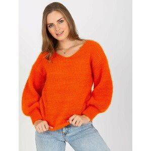 ORANŽOVÝ PLETENÝ SVETR -TW-SW-BI-9029.84-ORANGE Velikost: ONE SIZE