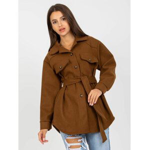 HNĚDÝ TEPLÝ KOŠILOVÝ KABÁTEK -EM-PL-2939.85-BROWN Velikost: ONE SIZE