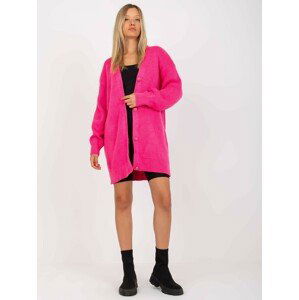 RŮŽOVÝ DELŠÍ SVETR SE ZAPÍNÁNÍM NA KNOFLÍKY LC-SW-0267.06X-FLUO PINK Velikost: ONE SIZE