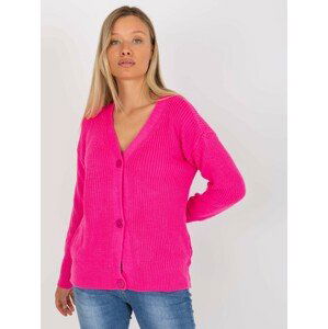 RŮŽOVÝ JEMNÝ PLETENÝ SVETR NA KNOFLÍKY -LC-SW-0321.06X-PINK Velikost: ONE SIZE