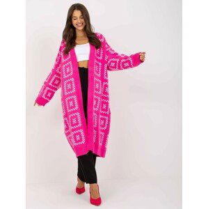 NEONOVĚ RŮŽOVÝ DLOUHÝ OVERSIZED KARDIGAN LC-SW-0296.08P-FLUO PINK Velikost: ONE SIZE