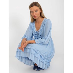 SVĚTLE MODRÉ MINIŠATY S VOLÁNEM V BOHO STYLU -TW-SK-BI-0761.92-LIGHT BLUE Velikost: ONE SIZE