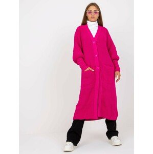 FUCHSIOVÝ DLOUHÝ KARDIGAN S KAPSAMI TW-SW-BL-0100.38X-FUCHSIA Velikost: ONE SIZE