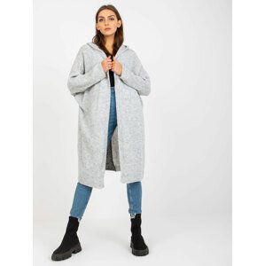 ŠEDÝ DLOUHÝ KARDIGAN "NEVER GIVE UP" -TW-SW-BI-M56.35-GREY Velikost: ONE SIZE