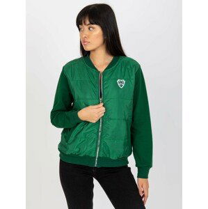 TMAVĚ ZELENÁ PROŠÍVANÁ BOMBER MIKINA -RV-BL-8229.69P-DARK GREEN Velikost: S/M