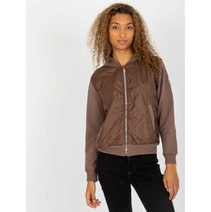 HNĚDÁ PROŠÍVANÁ BOMBER MIKINA -RV-BL-8226.11X-BROWN Velikost: S/M