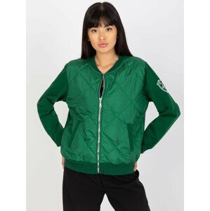 TMAVĚ ZELENÁ PROŠÍVANÁ BOMBER MIKINA RV-BL-8225.88-DARK GREEN Velikost: S/M